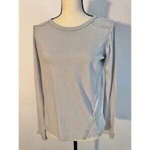 Free People We the Free Raw Seam Gray Top Long Sleeve Tee T-shirt Size M